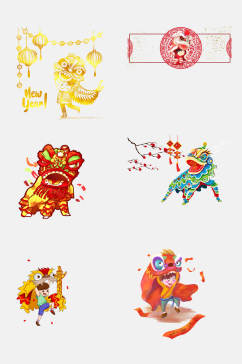 新年春节舞龙舞狮免抠素材
