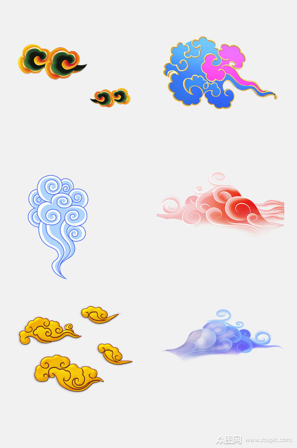 时尚中国风云纹祥云图案免抠素材
