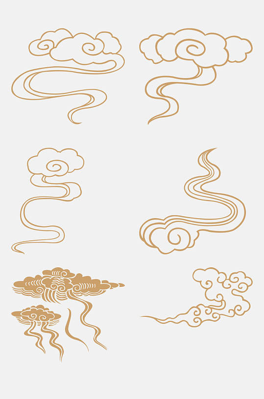 线条金色云彩祥云免抠元素