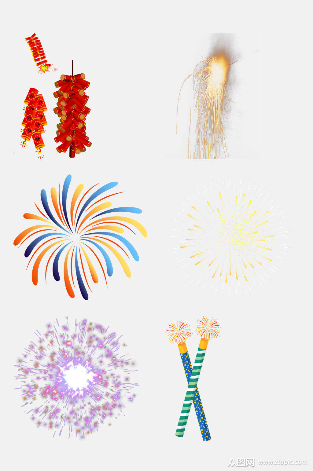 精致烟花爆竹免抠元素素材