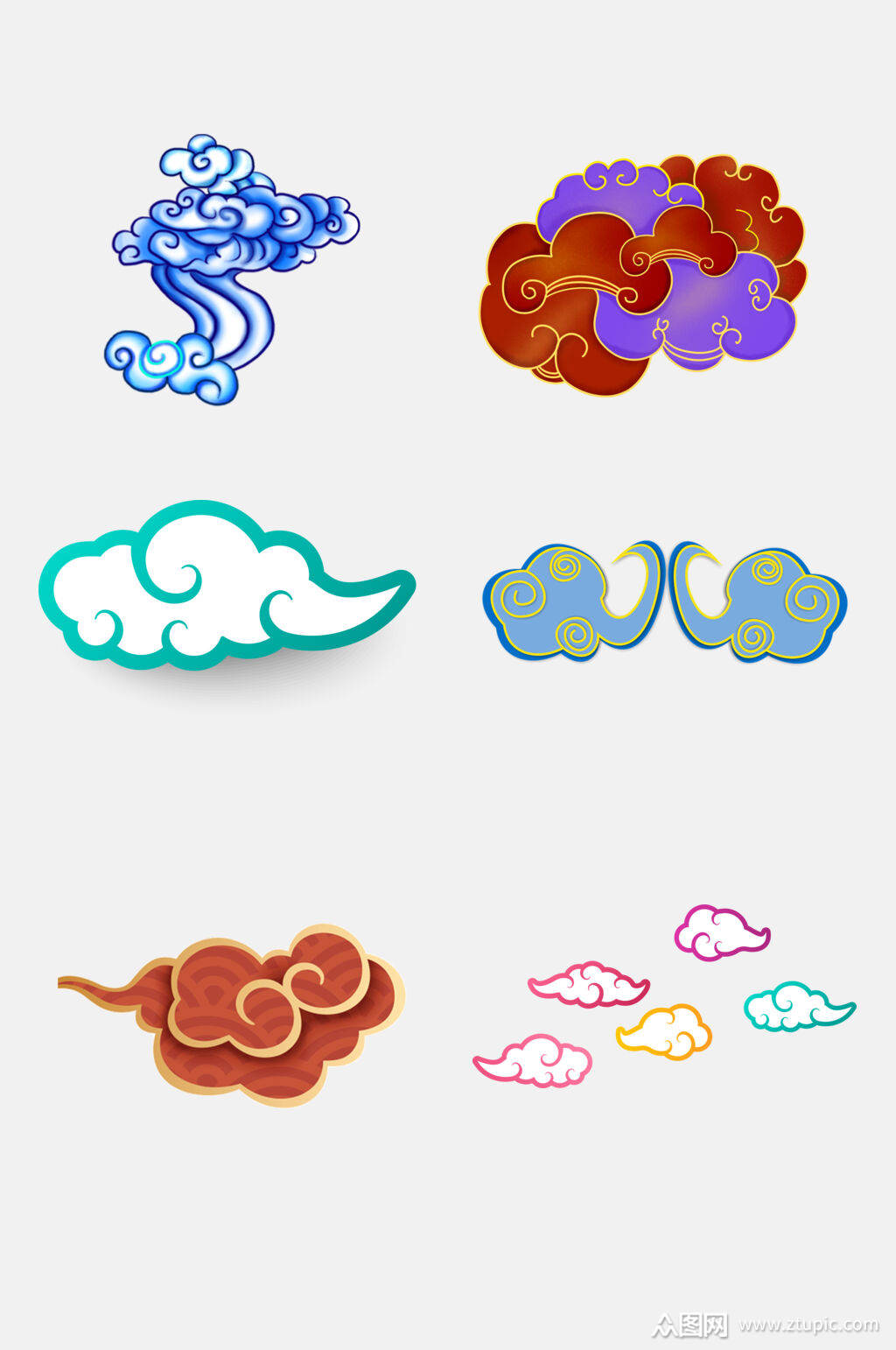 唯美中国风云纹祥云云朵图案免抠素材模板下载-编号2255237-众图网
