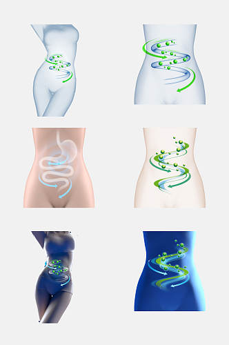 高端淡雅医学肠道消化系统免抠素材