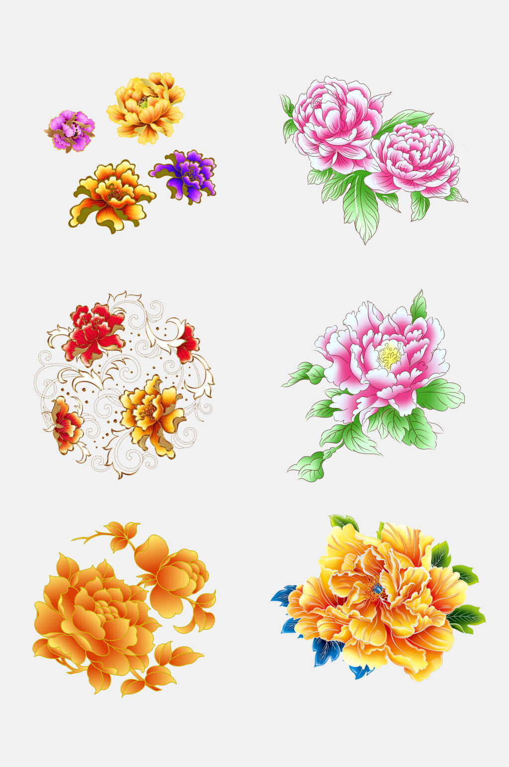 清新中国风花开富贵牡丹中国花免抠素材素材