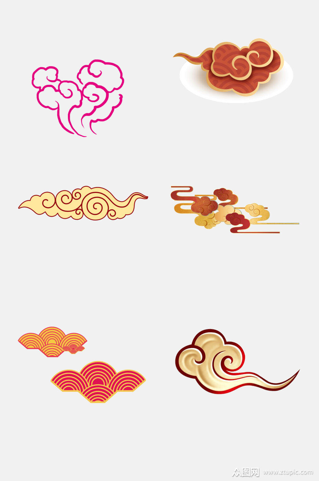 高端中国风云纹祥云图案免抠素材