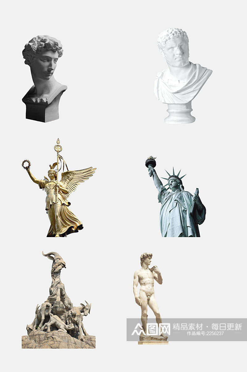 欧美风雕塑素描石膏头像免抠素材素材