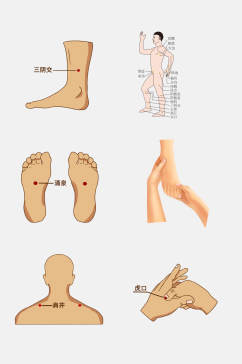 简洁大气中医人体经络穴位免抠素材