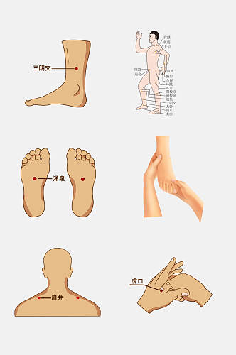简洁大气中医人体经络穴位免抠素材