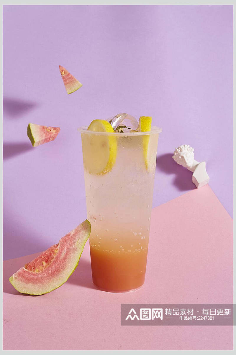 水果柠檬气泡水食物实拍图片素材