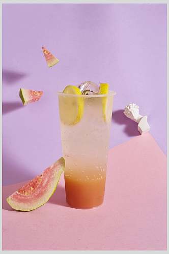 水果柠檬气泡水食物实拍图片