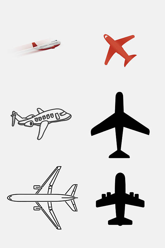 手绘模型飞机航空旅行免抠素材