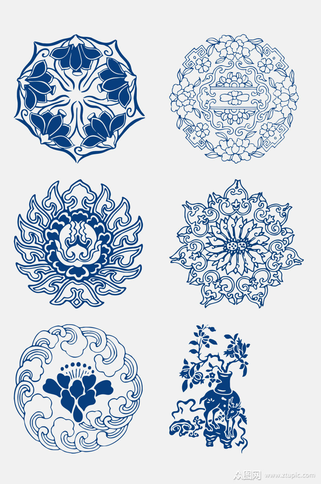 中式高端深蓝中国图案免抠元素