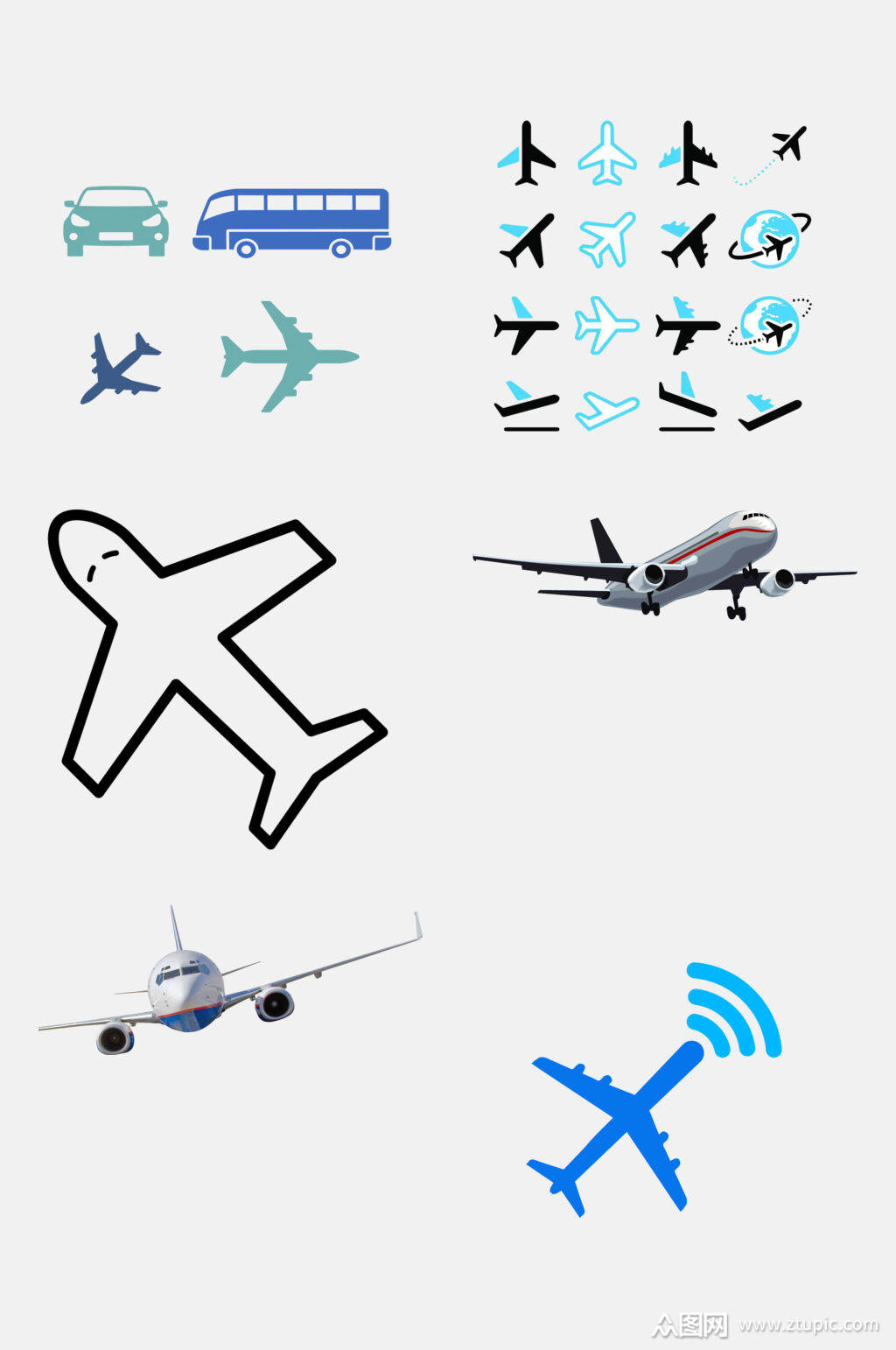 清新飞机航空旅行免抠素材模板下载-编号2256536-众图网
