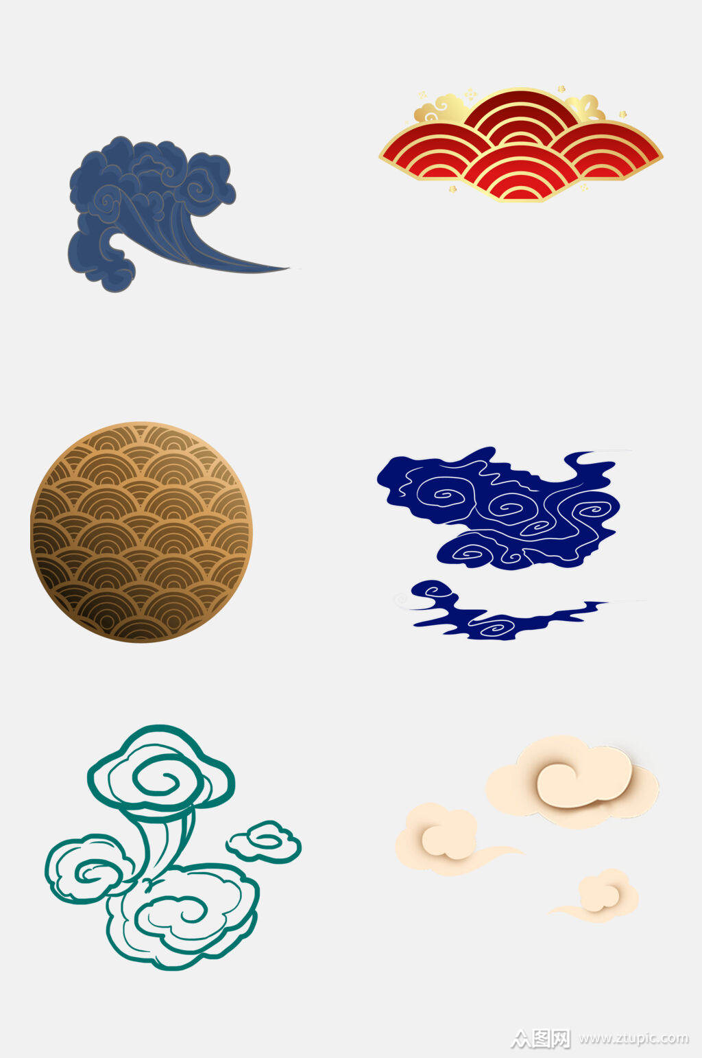 中国风云纹祥云图案免抠素材