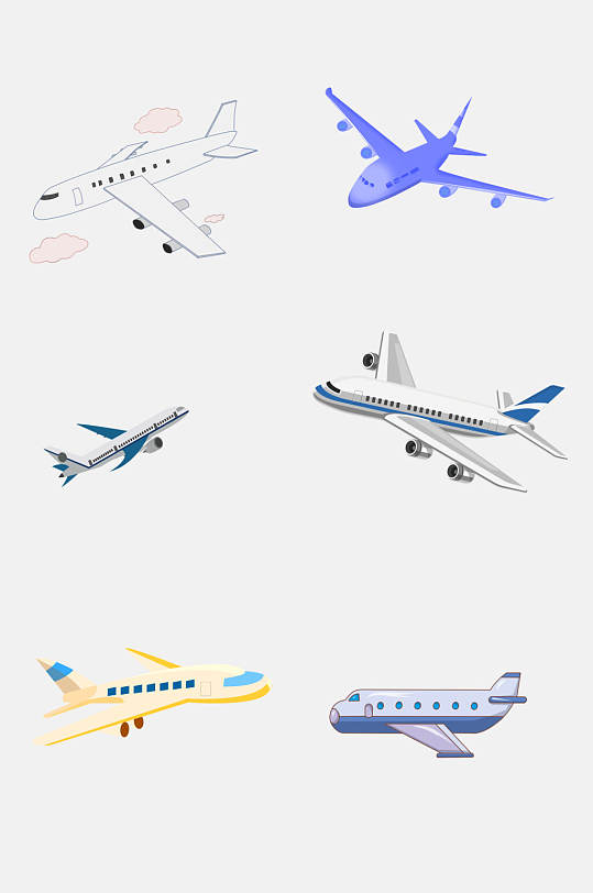 清新模型飞机航空旅行免抠素材