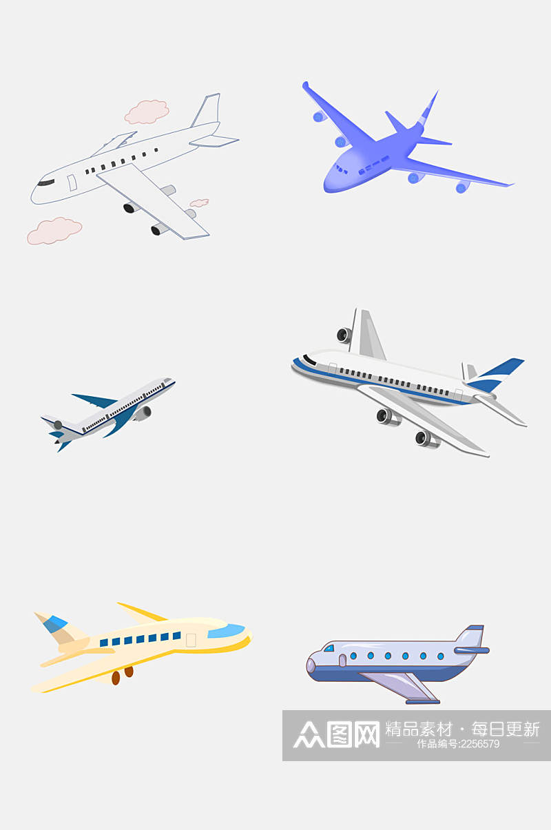 清新模型飞机航空旅行免抠素材素材