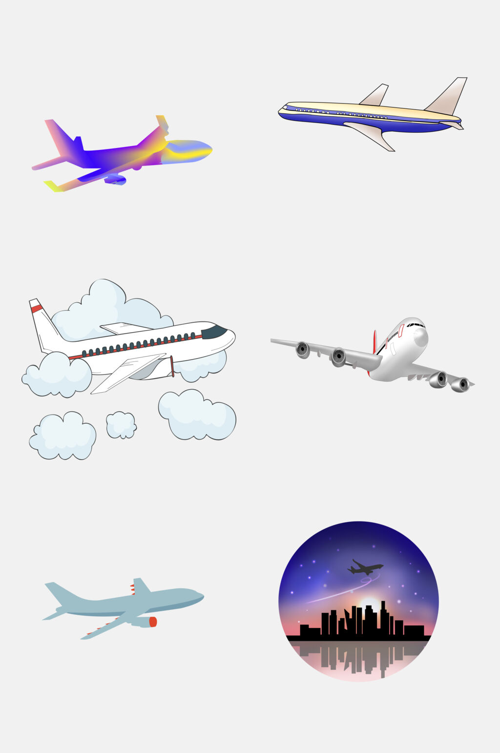 炫彩城市飞行飞机航空旅行免抠素材素材