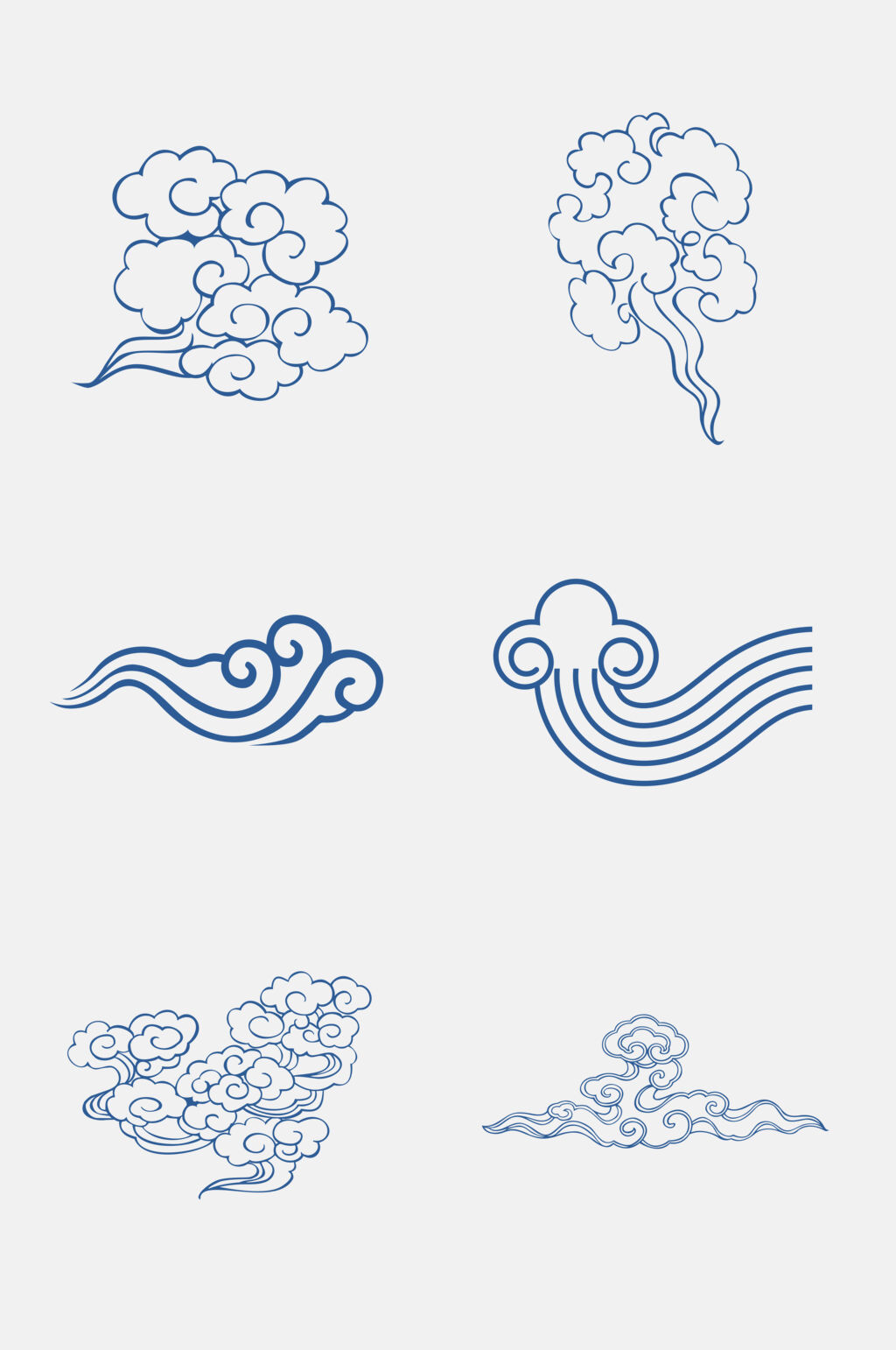 浪花素色祥云免抠元素素材