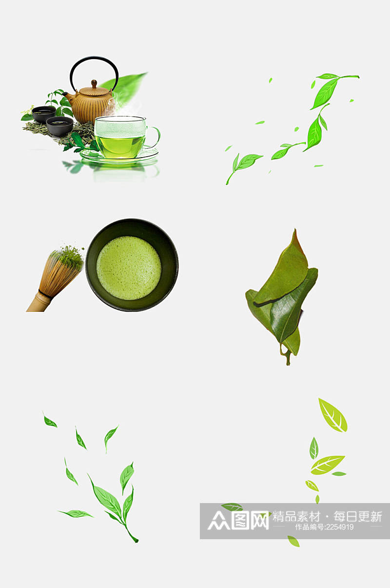 新鲜茶叶新茶绿茶免抠素材素材