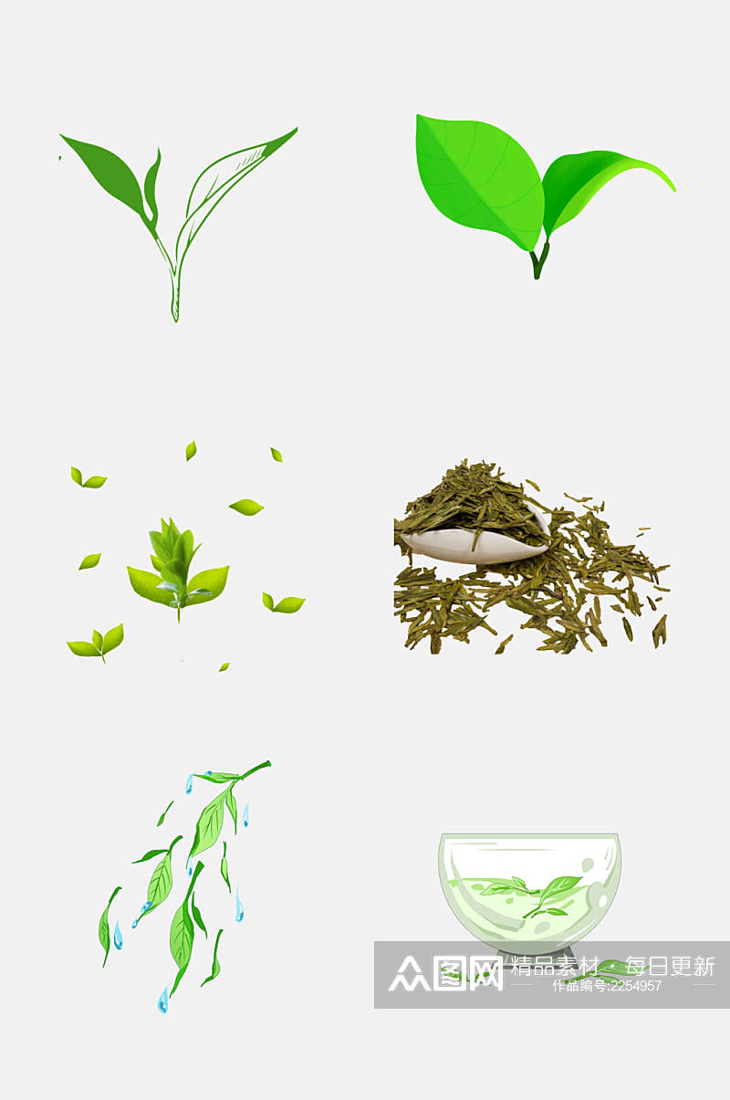 叶子茶叶新茶绿茶免抠素材素材