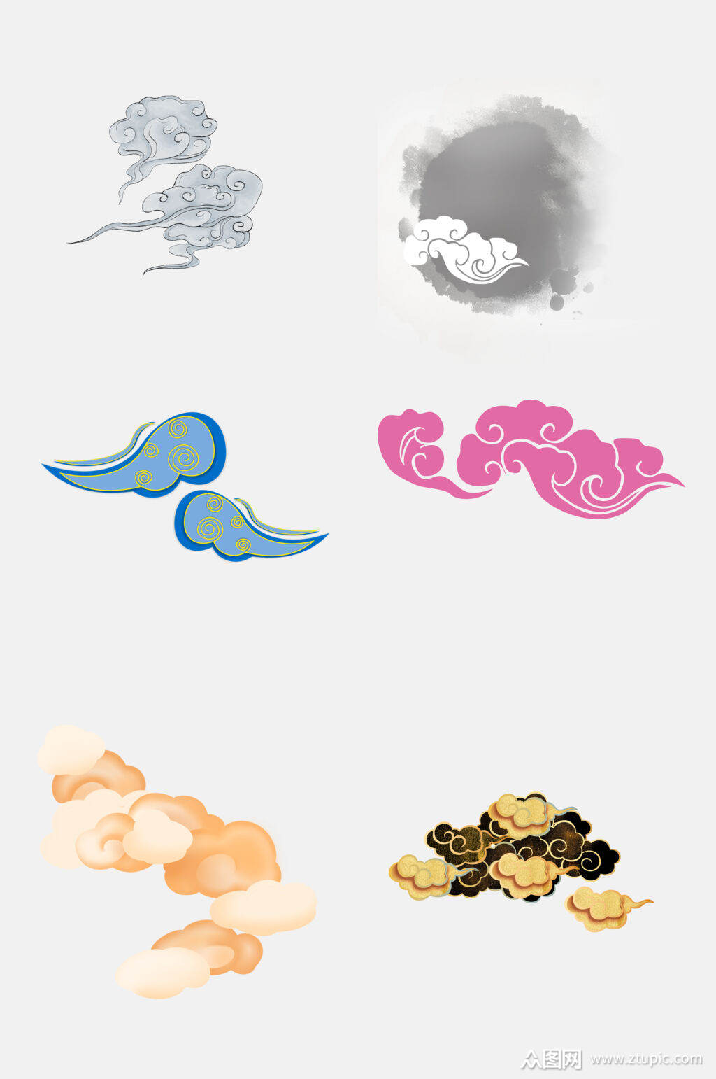 中国风云纹祥云云彩图案免抠素材