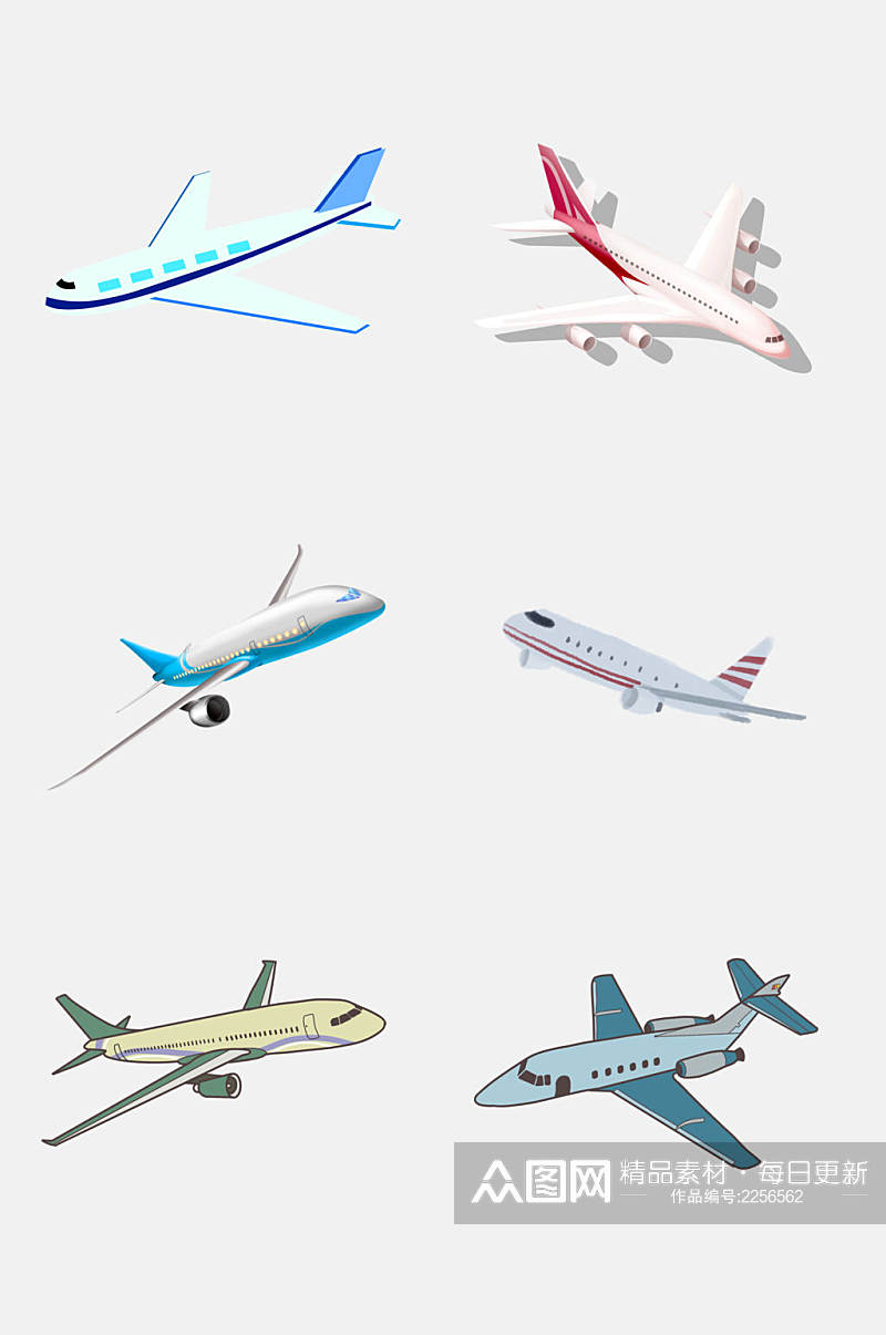 清新空运飞机航空旅行免抠素材素材