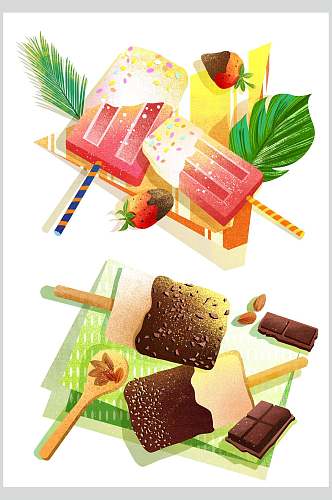 巧克力冰棒西点甜点美食插画素材