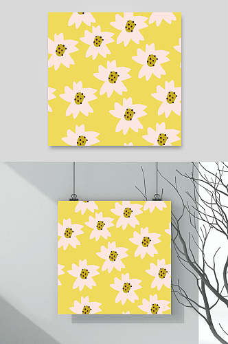 黄色雏菊花纹底图设计素材