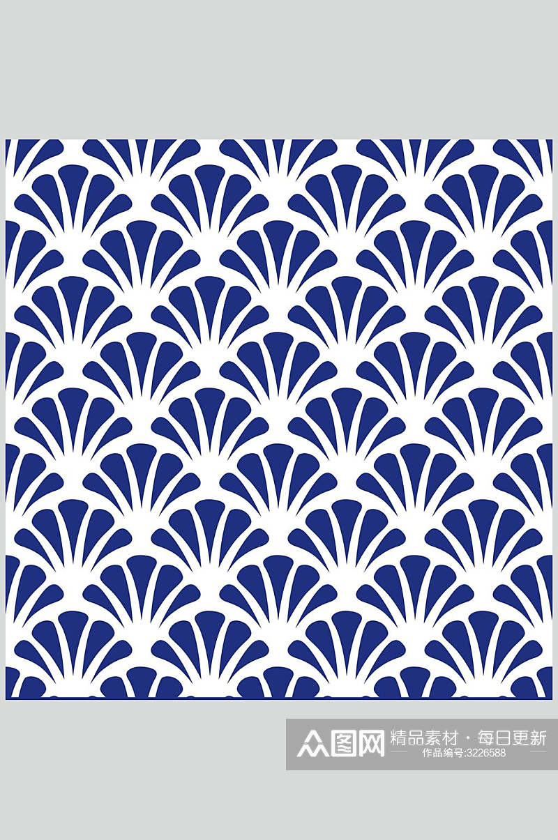 蓝花中式底纹矢量素材素材