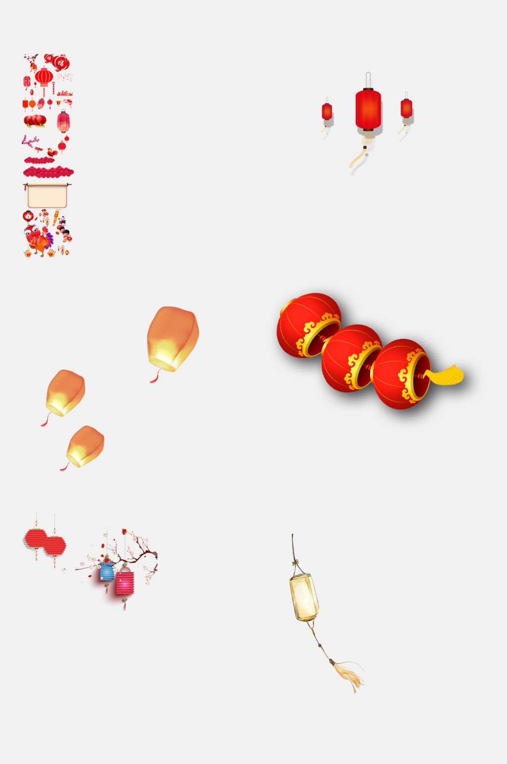 孔明灯挂件灯笼免抠元素素材