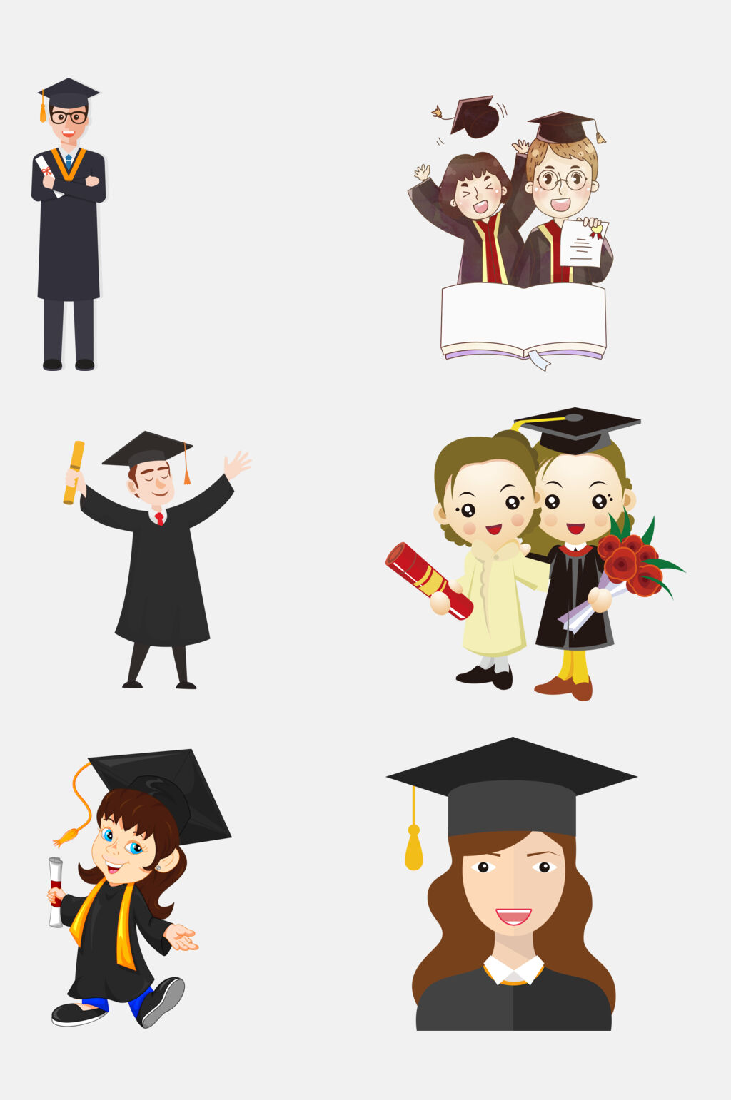 卡通校园大学毕业季博士帽学士帽免抠素材素材