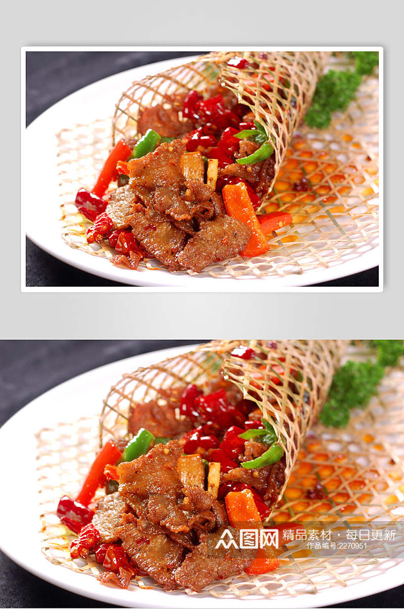 热菜竹芭牛柳食品图片素材