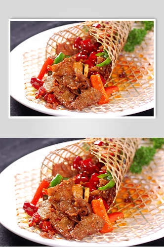 热菜竹芭牛柳食品图片