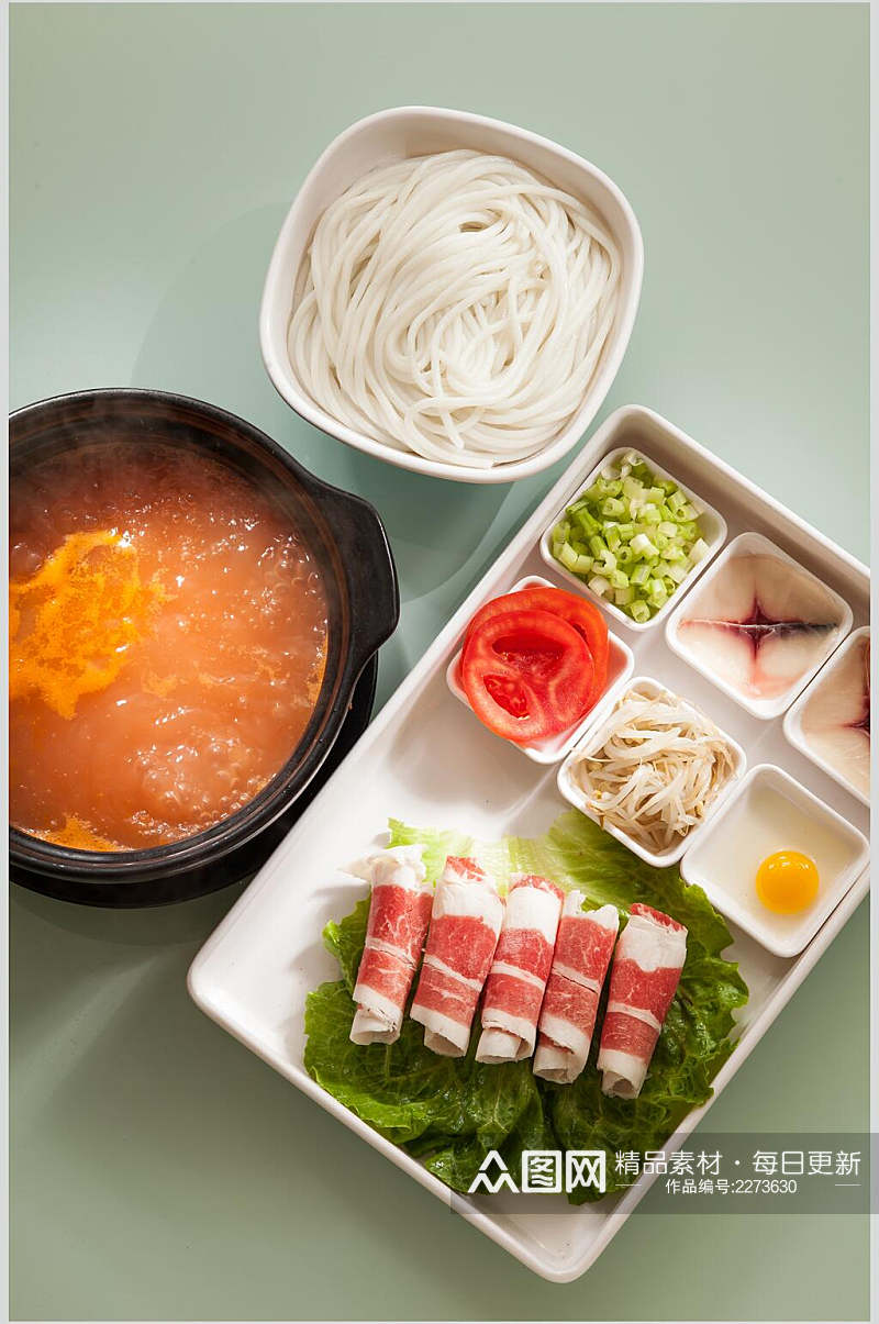 新鲜砂锅米线食物图片素材