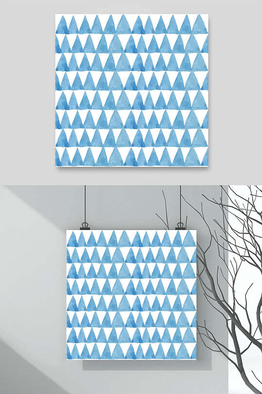 蓝色三角形花纹图案素材元素