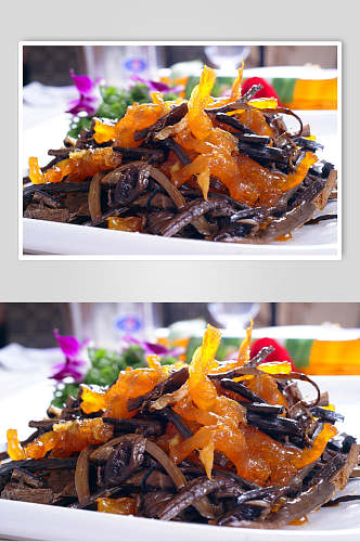 茶树菇烩鹿筋食品图片