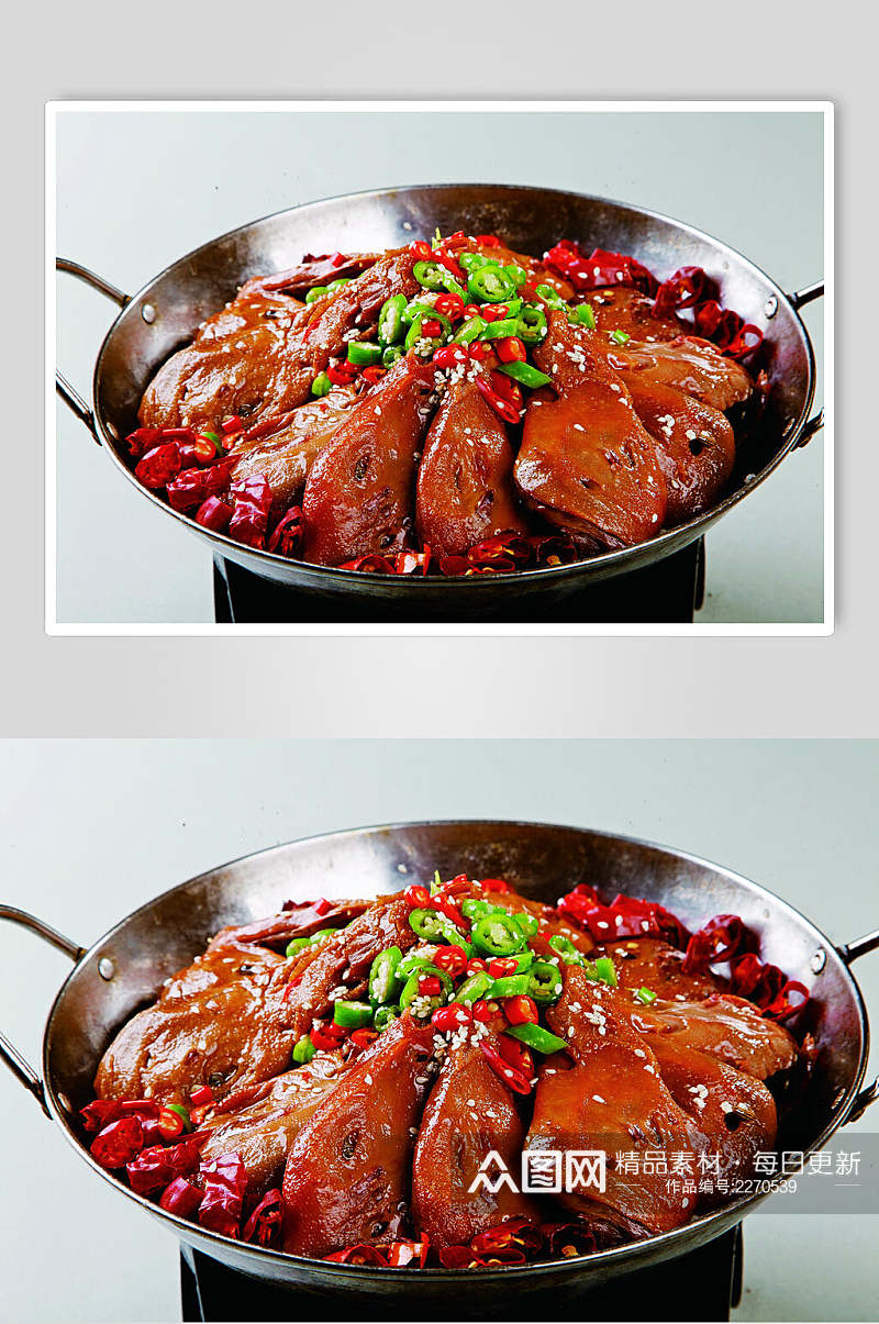 热菜干锅鸭头美食摄影图片素材