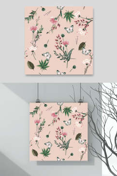 粉色轻奢植物花卉图片矢量背景素材