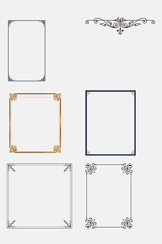 极简欧式复古花纹表框分割线免抠素材