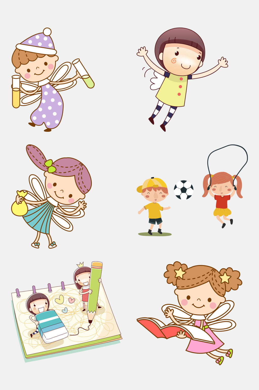 手绘卡通儿童学生人物免抠素材模板下载-编号2303270-众图网