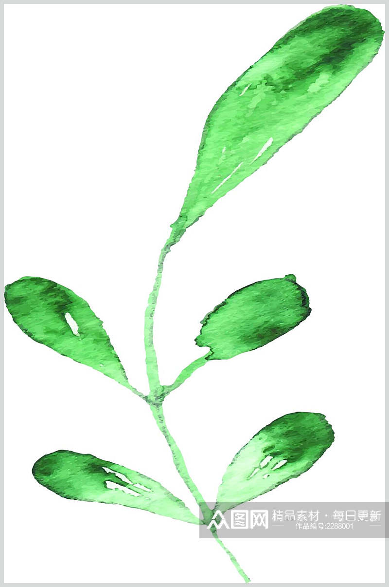 时尚手绘植物绿叶叶子素材素材