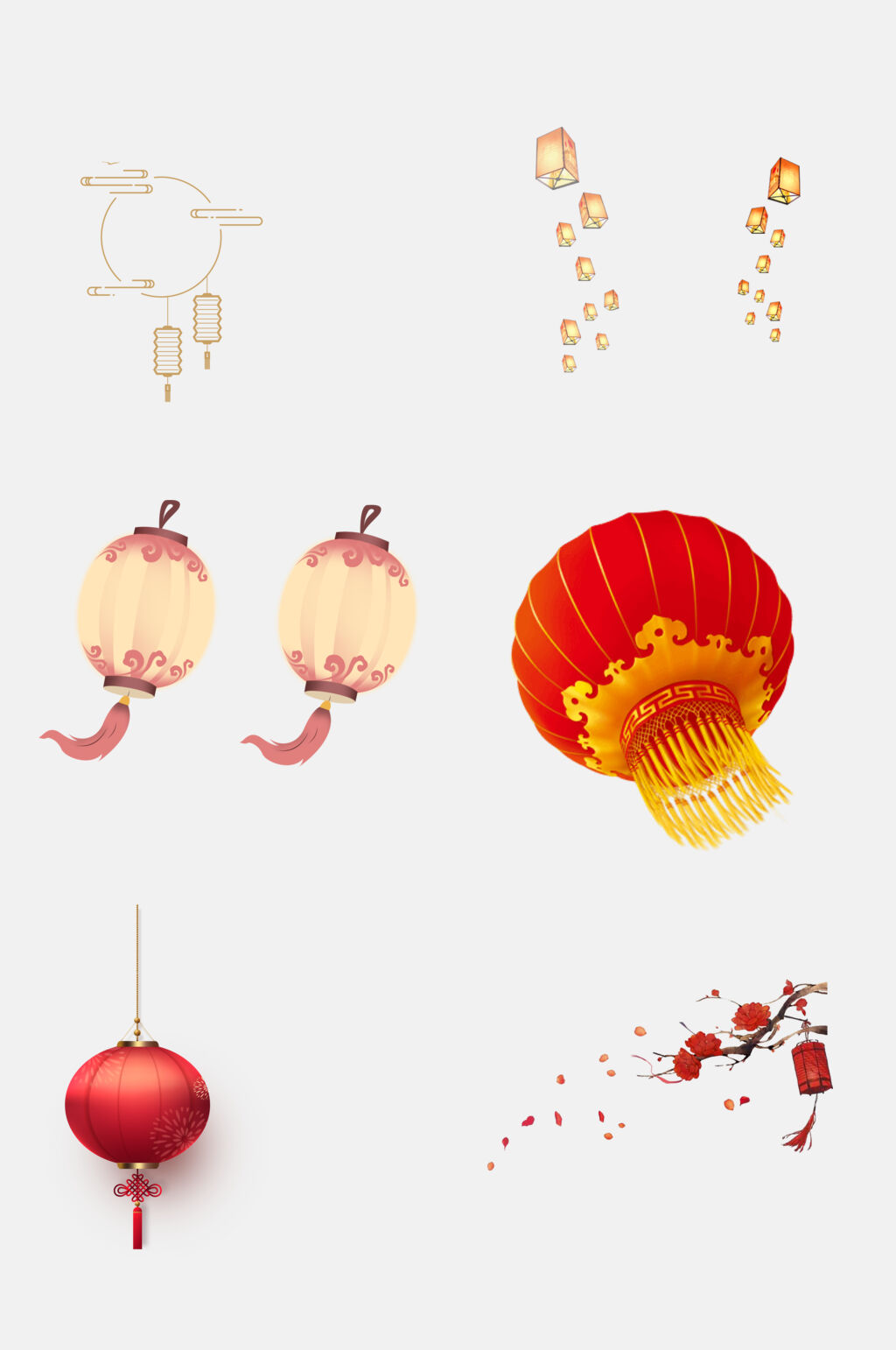 唯美孔明灯灯笼免抠元素素材
