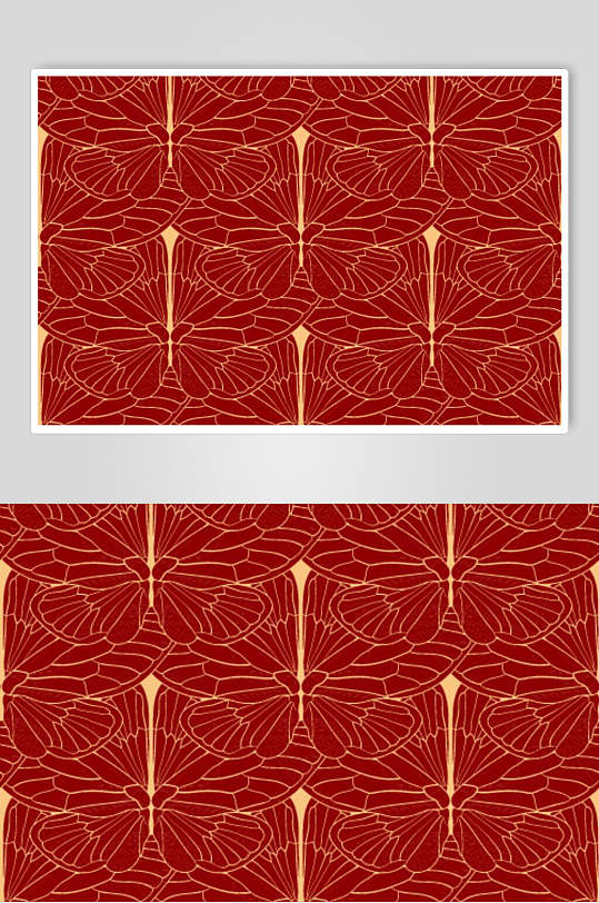 红金手绘古典花纹图案素材