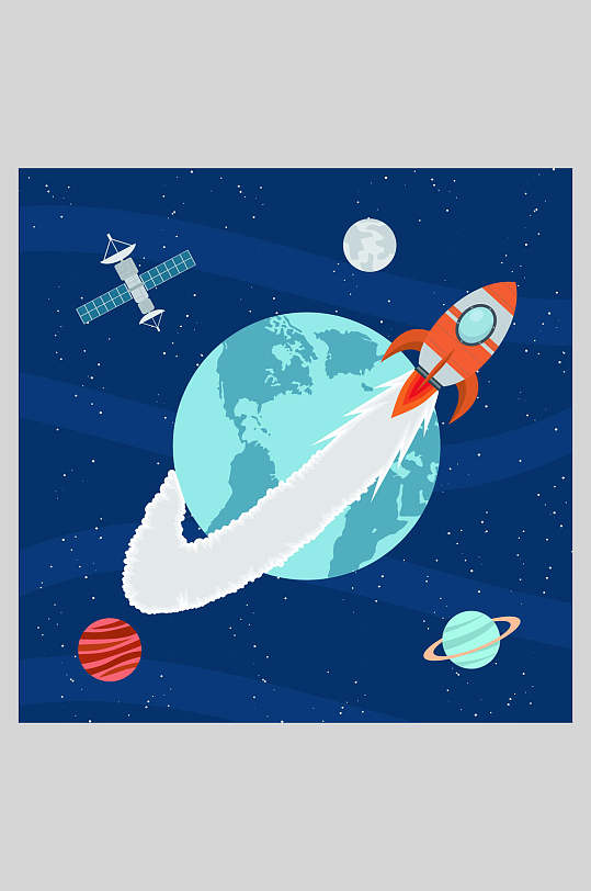 卡通动画宇宙天空航天矢量插画素材