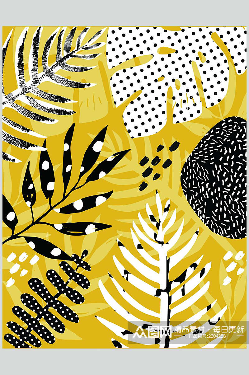黄色叶子花卉植物图案素材素材