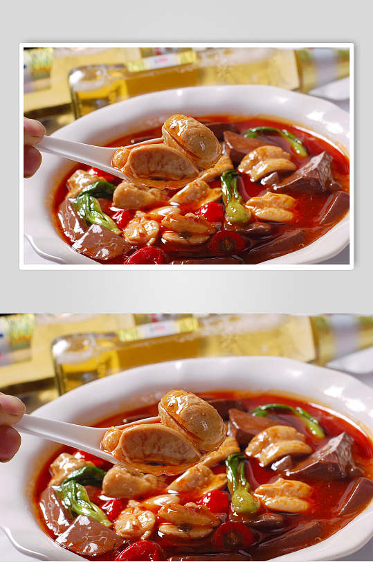 鸭血烧鸡肾美食高清图片