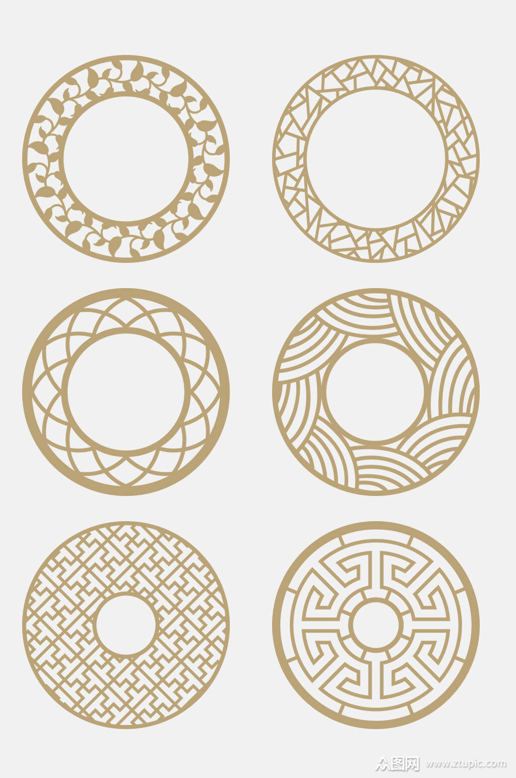 简约古代圆形图案免抠元素