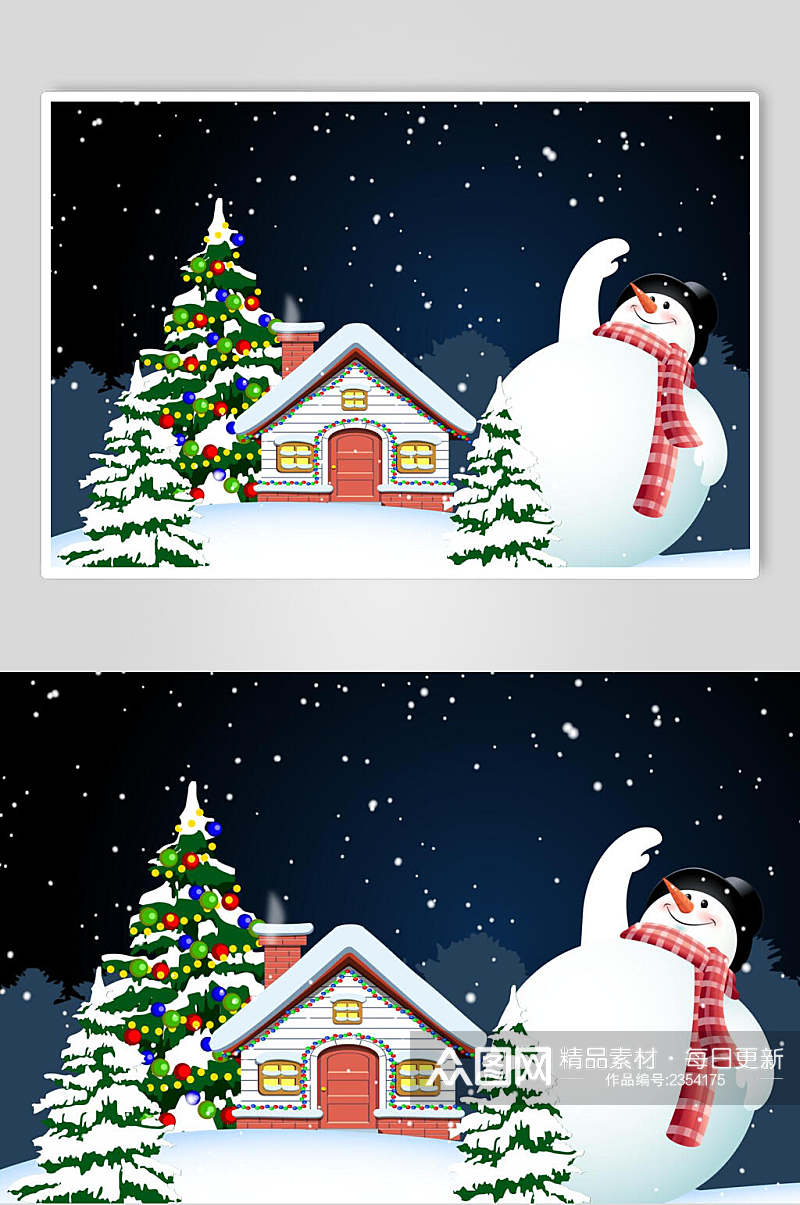 雪人节日圣诞插画素材素材