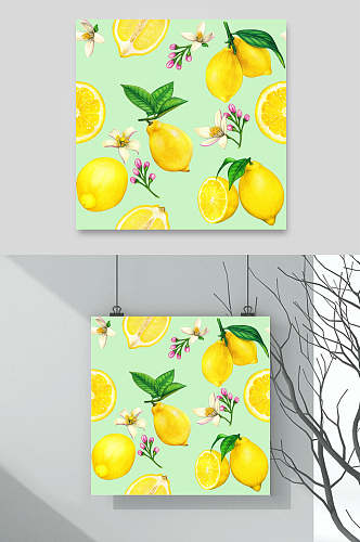 清新创意柠檬水果图案素材