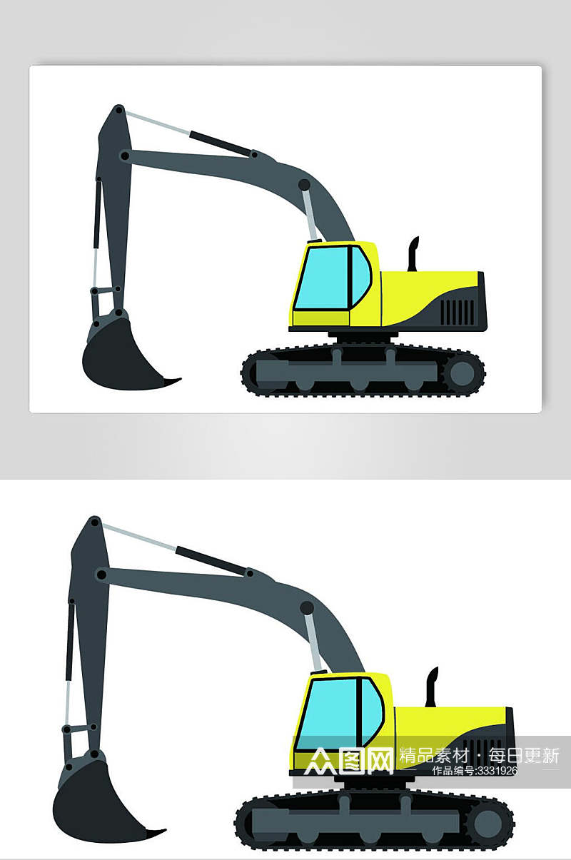 单独挖机简洁风交通工具矢量素材素材