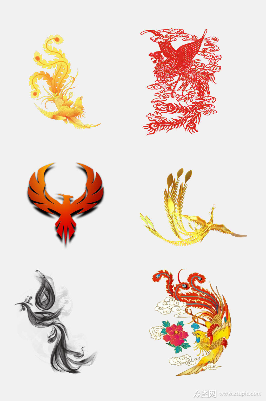 水墨风凤凰免抠元素素材